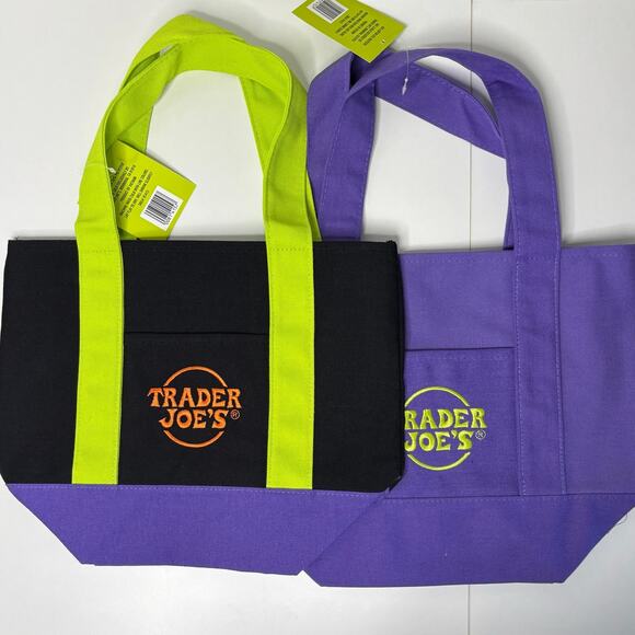 Trader Joe's Handbags - LOT 2x — Trader Joe’s Canvas MINI Tote Bag — Halloween Trick or Treat Multicolor